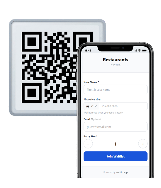 Guest joining the queue via QR code